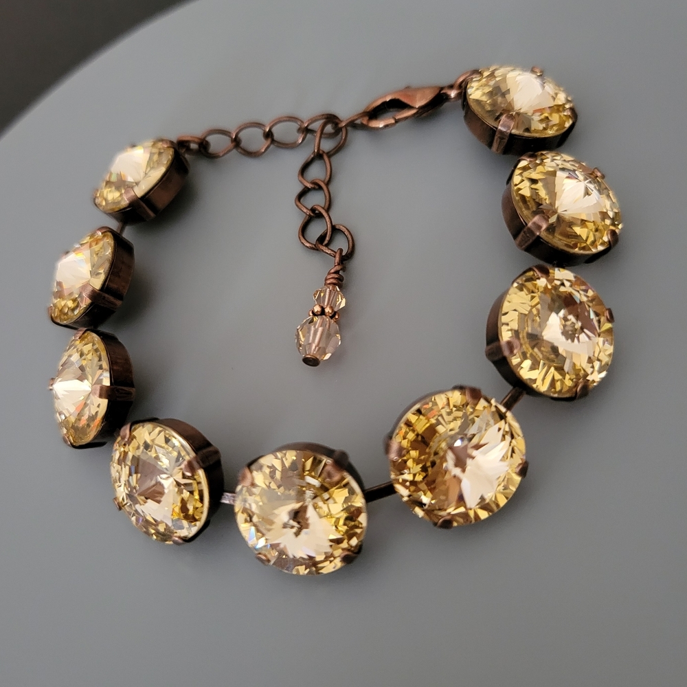 Austrian Crystal Bracelet in Antique Copper